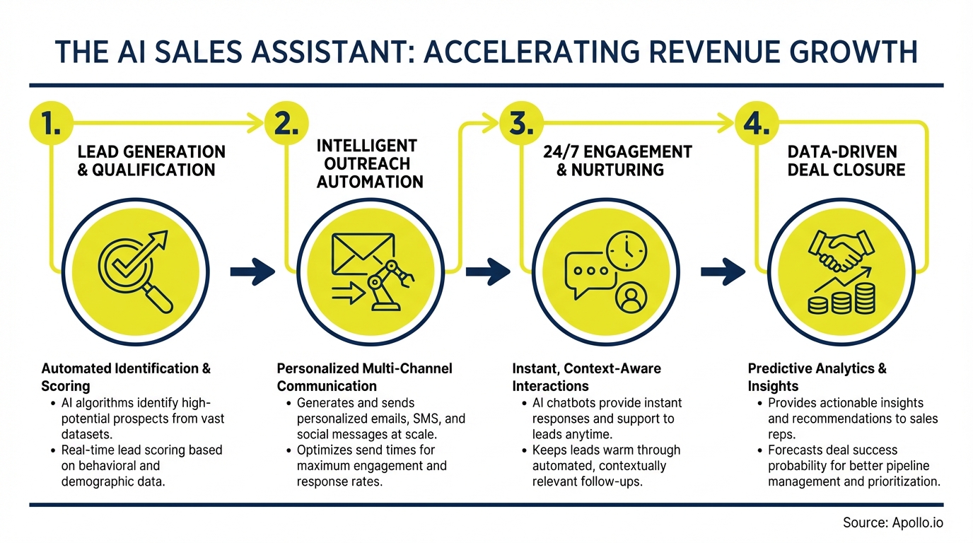 Infographic summarizing key sales strategy with actionable steps