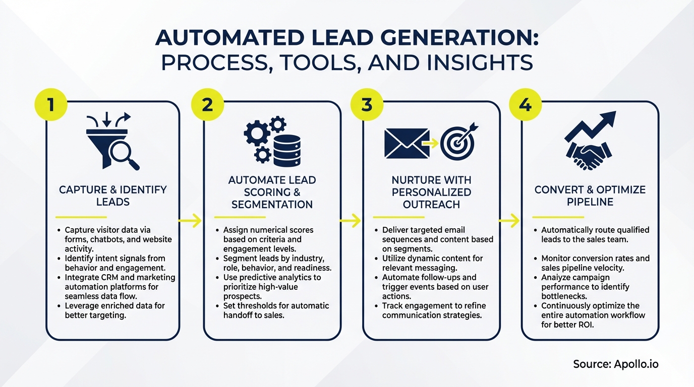 Infographic summarizing key prospecting workflow with actionable steps