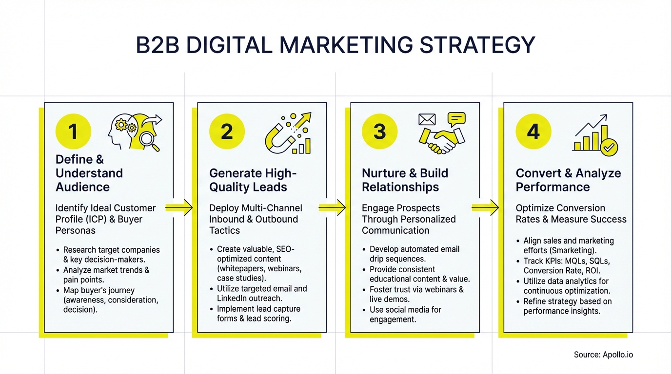 Infographic summarizing key business best practices with actionable steps