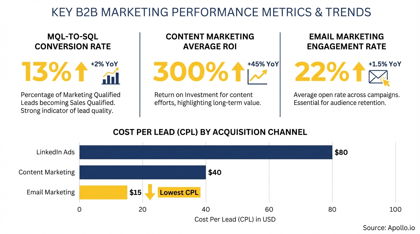 Infographic displaying key industry statistics with charts and trend data