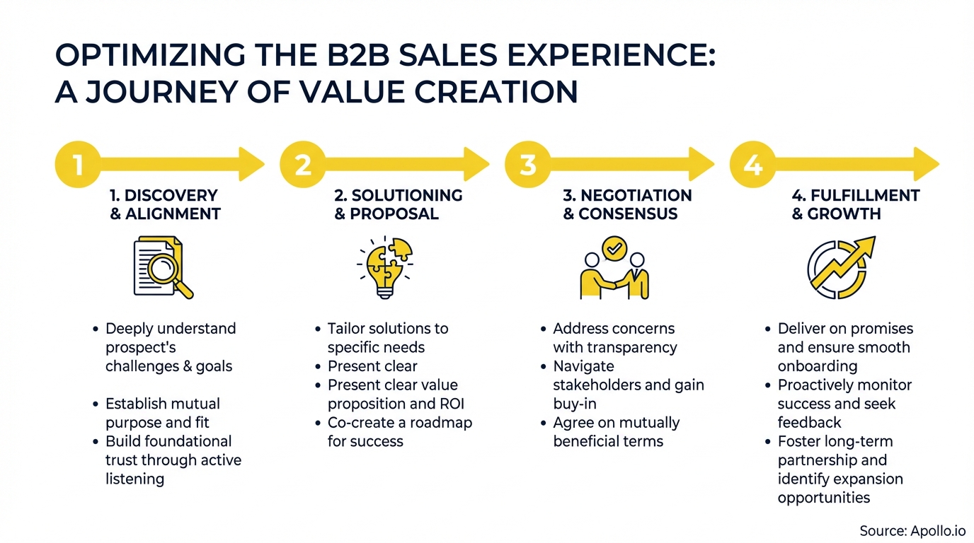 Infographic summarizing key sales strategy with actionable steps