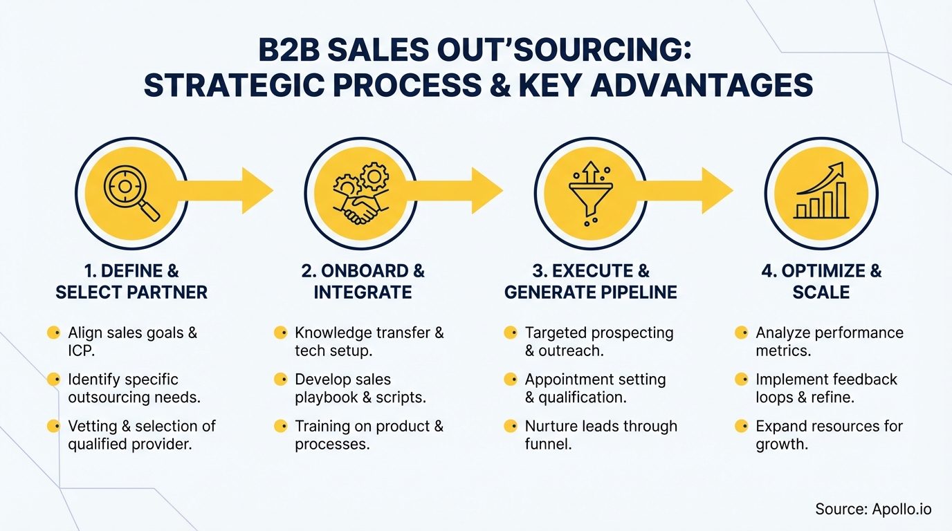 Infographic summarizing key sales strategy with actionable steps