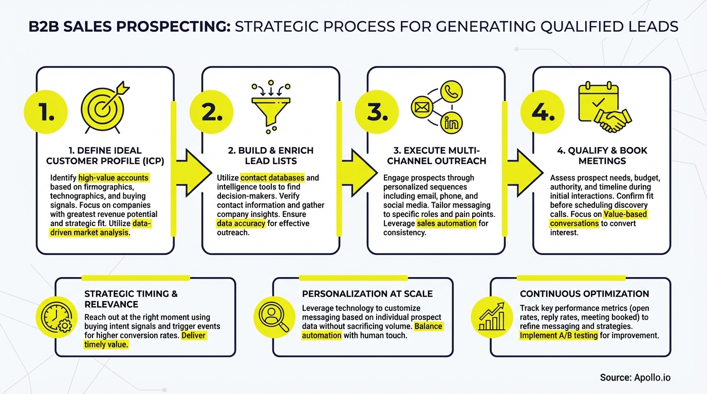 Infographic summarizing key sales strategy with actionable steps