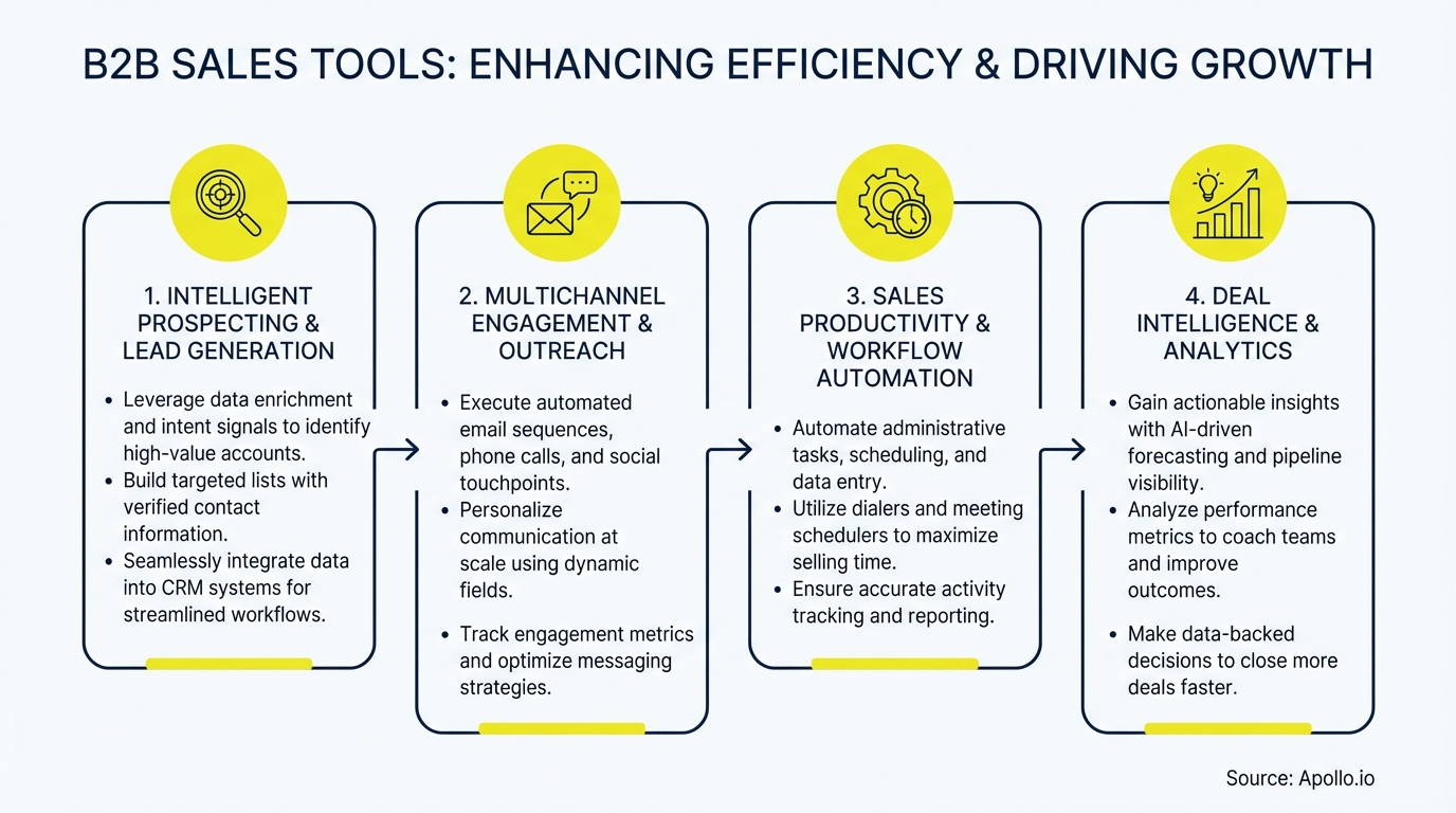 Infographic summarizing key sales strategy with actionable steps