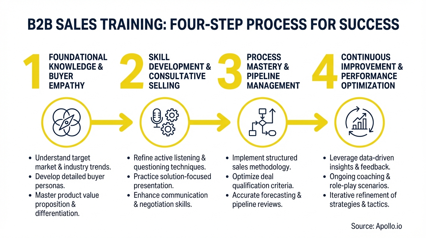 Infographic summarizing key sales strategy with actionable steps