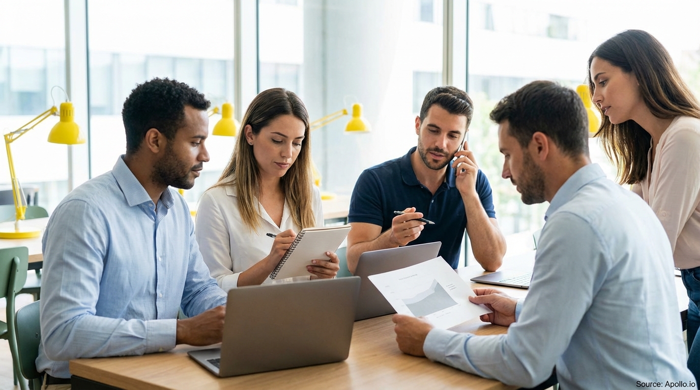 Professional composing outreach messages at a modern workstation