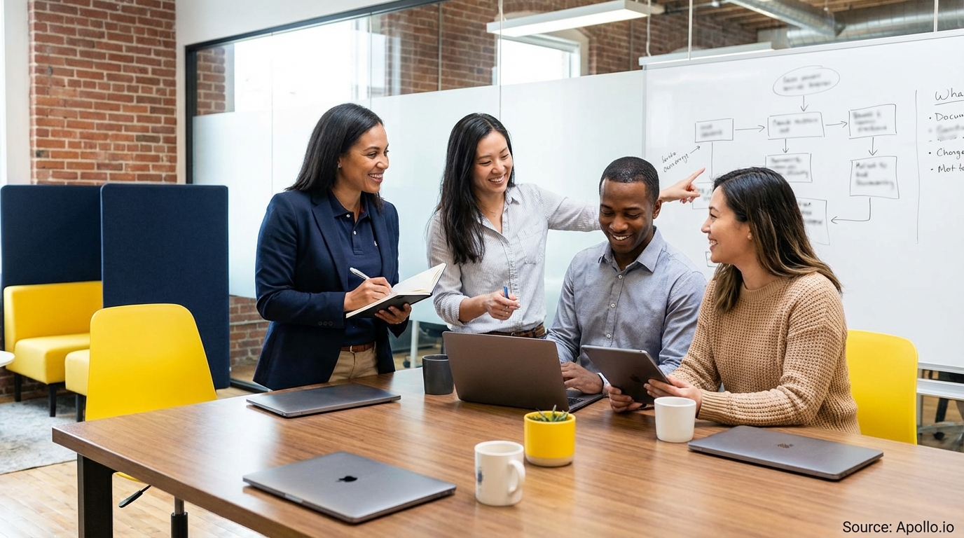 Professional working in a modern corporate office space optimizing CRM workflows