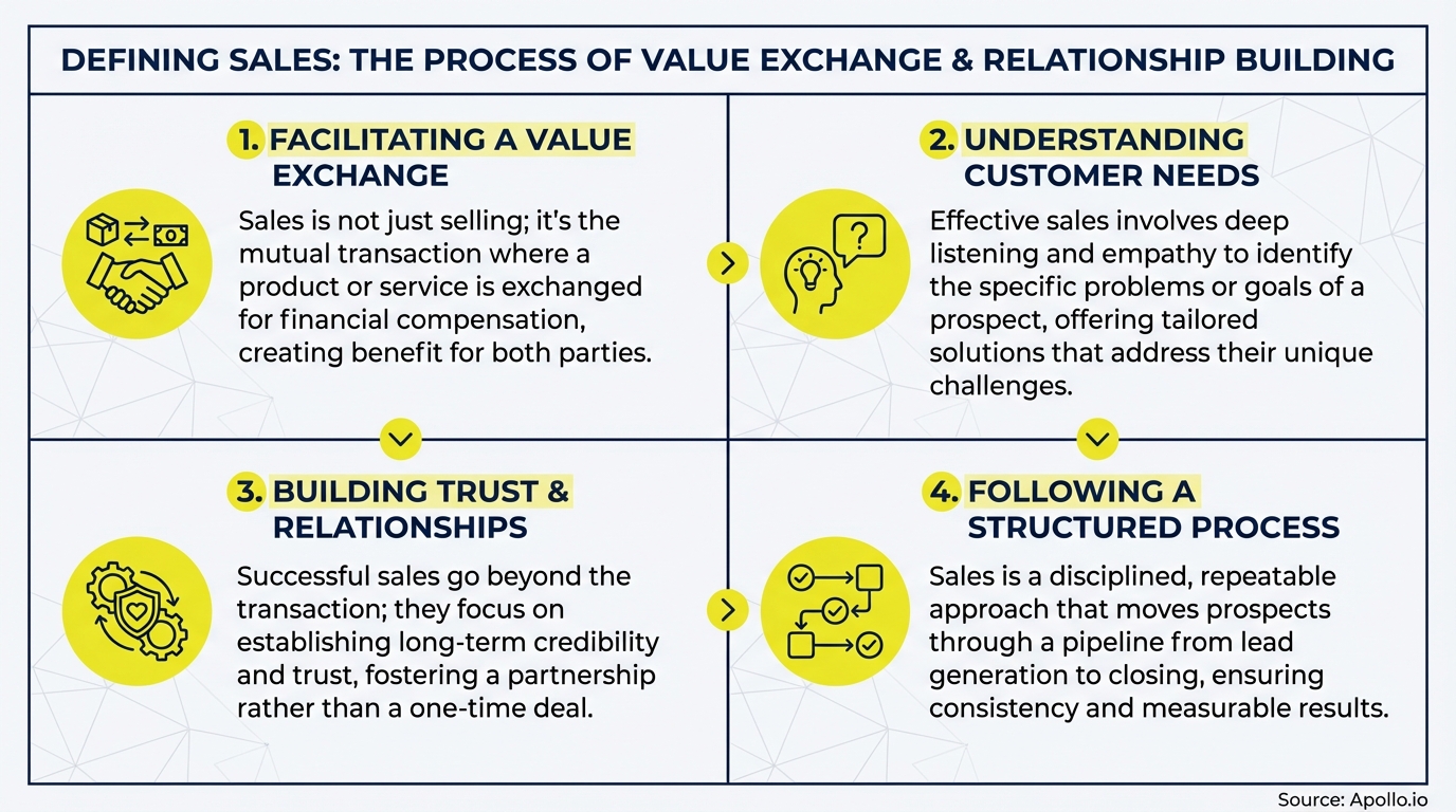 Infographic summarizing key sales strategy with actionable steps