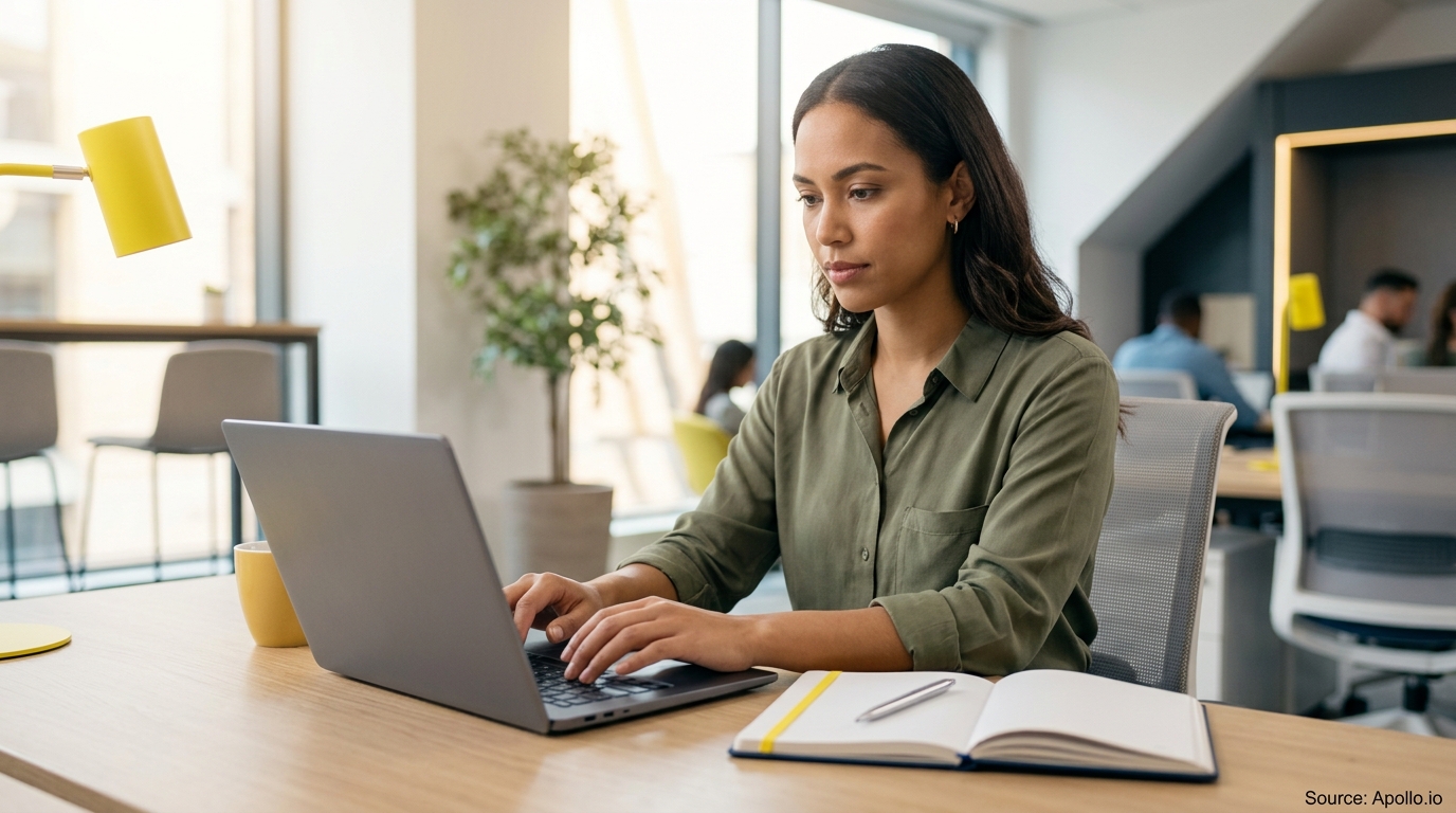 Business professionals collaborating in office during outbound prospecting