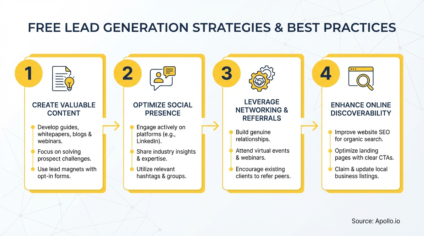Infographic summarizing key prospecting workflow with actionable steps