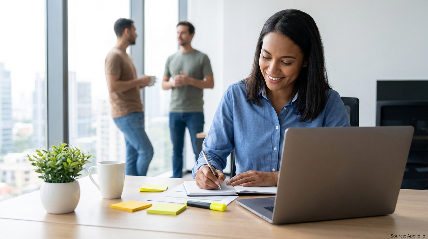 Professional researching leads on laptop at a clean desk reviewing lead generation strategies