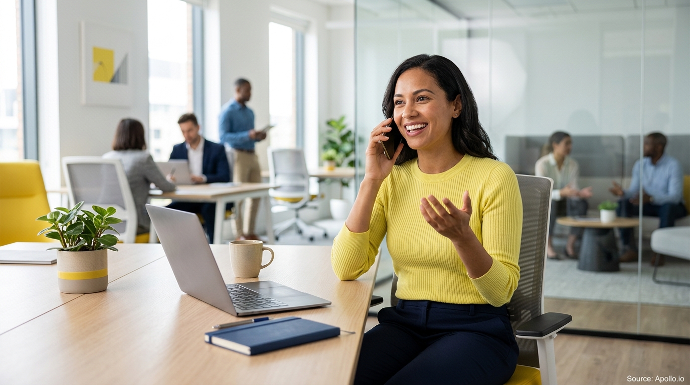 Professional composing outreach messages at a modern workstation