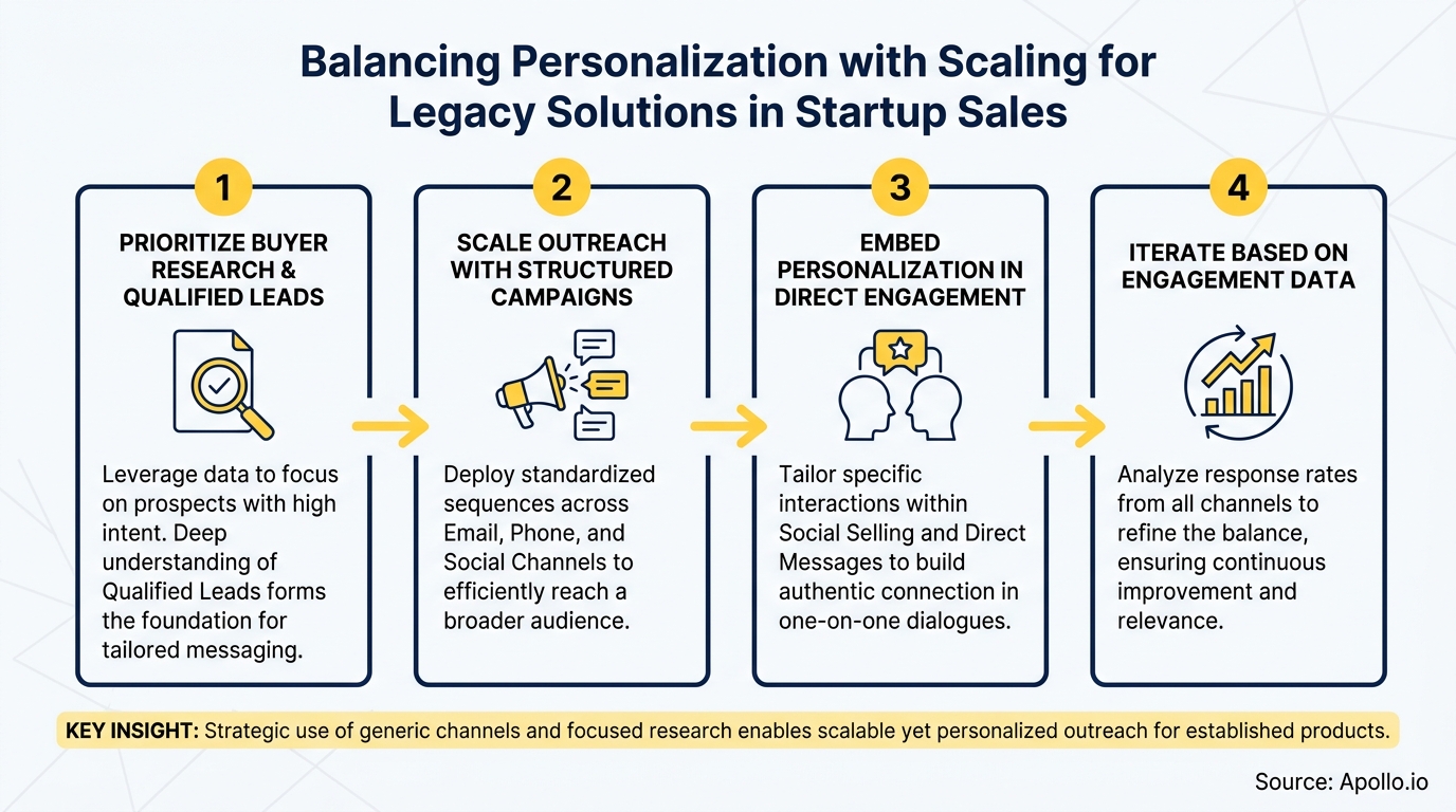 Diagram outlining a four-step process for sales personalization and scaling.