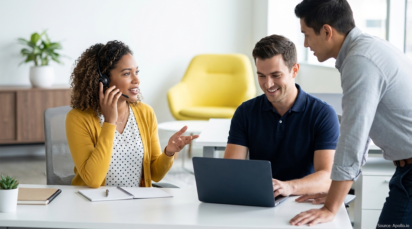 Professional composing outreach messages at a modern workstation