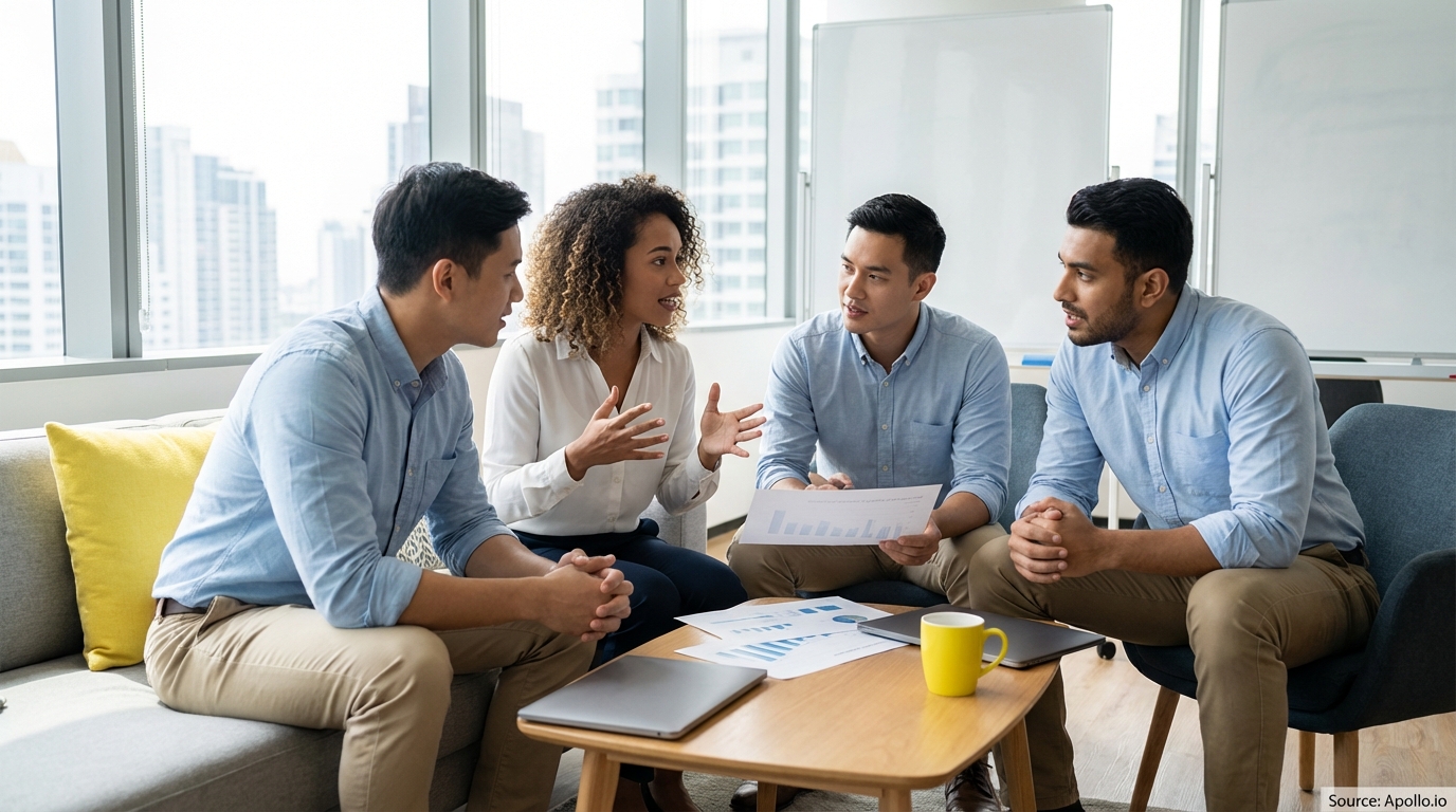 Professional composing outreach messages at a modern workstation