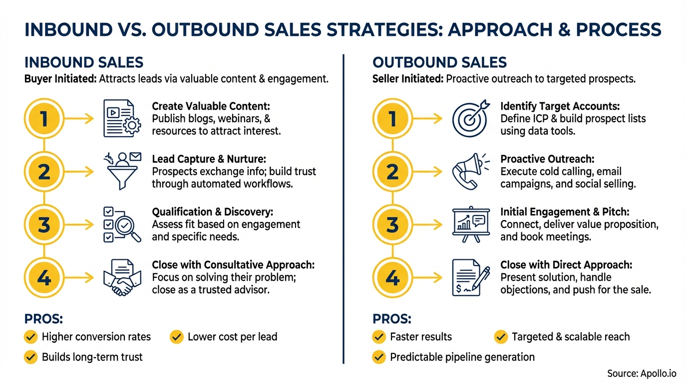Infographic summarizing key sales strategy with actionable steps