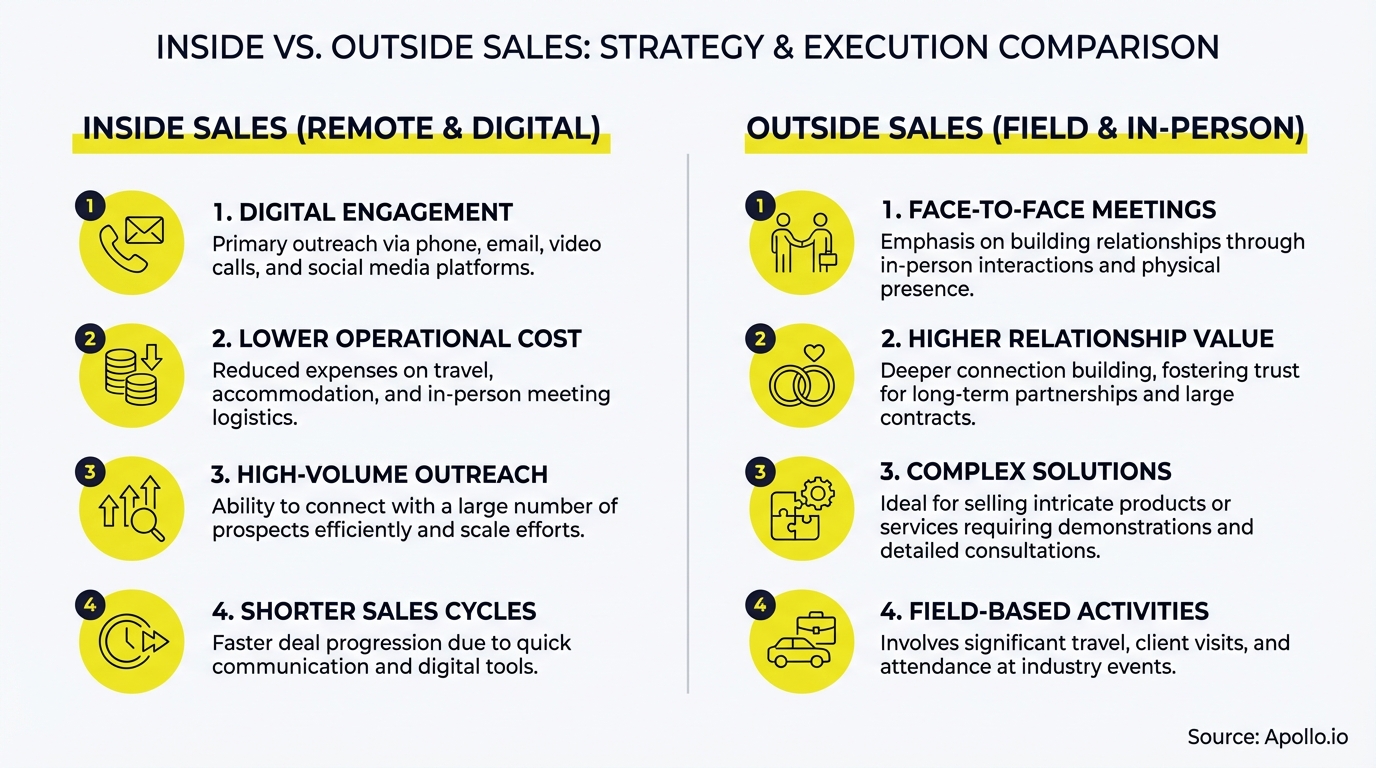 Infographic summarizing key sales strategy with actionable steps