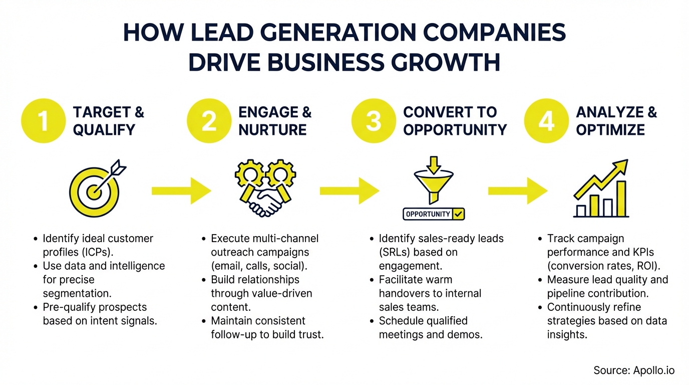 Infographic summarizing key prospecting workflow with actionable steps
