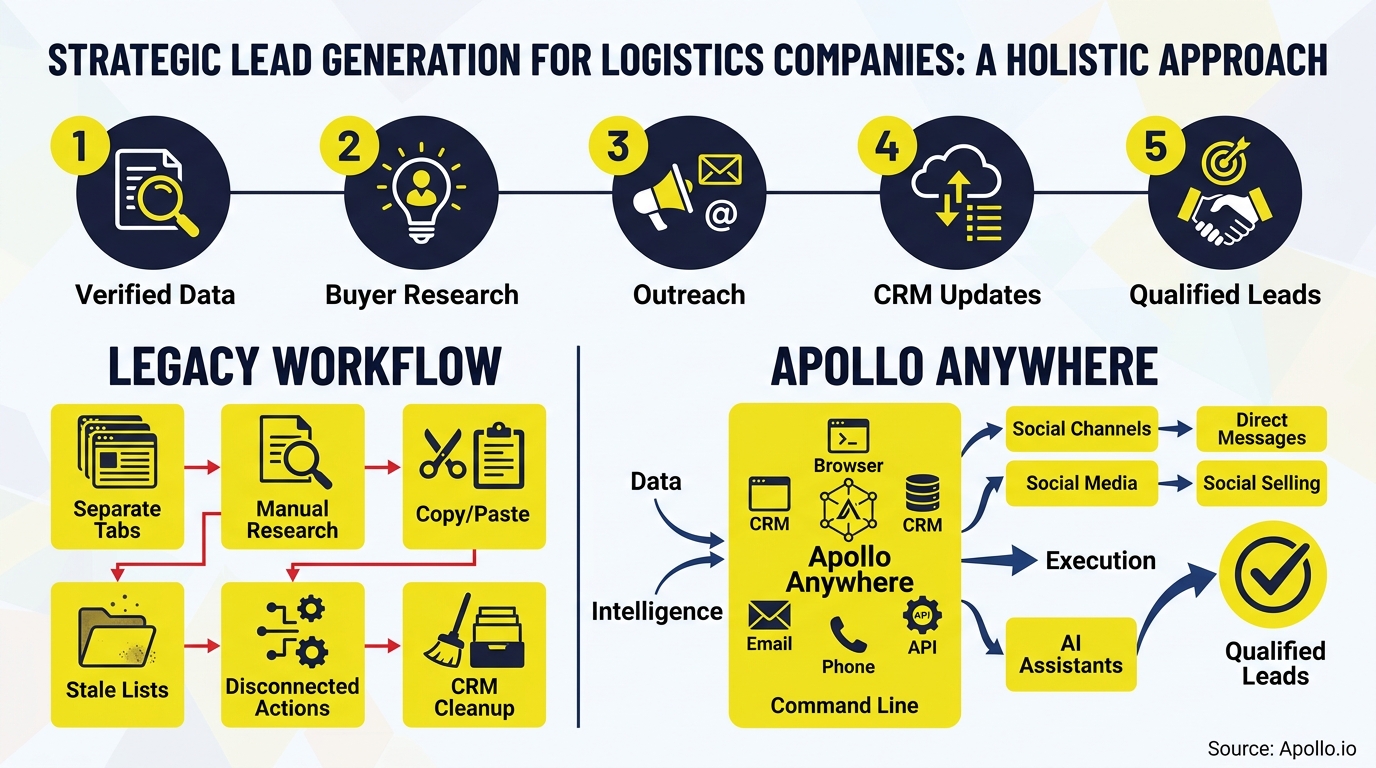 Flowchart illustrating a strategic lead generation process, comparing manual legacy workflows with integrated digital automation.