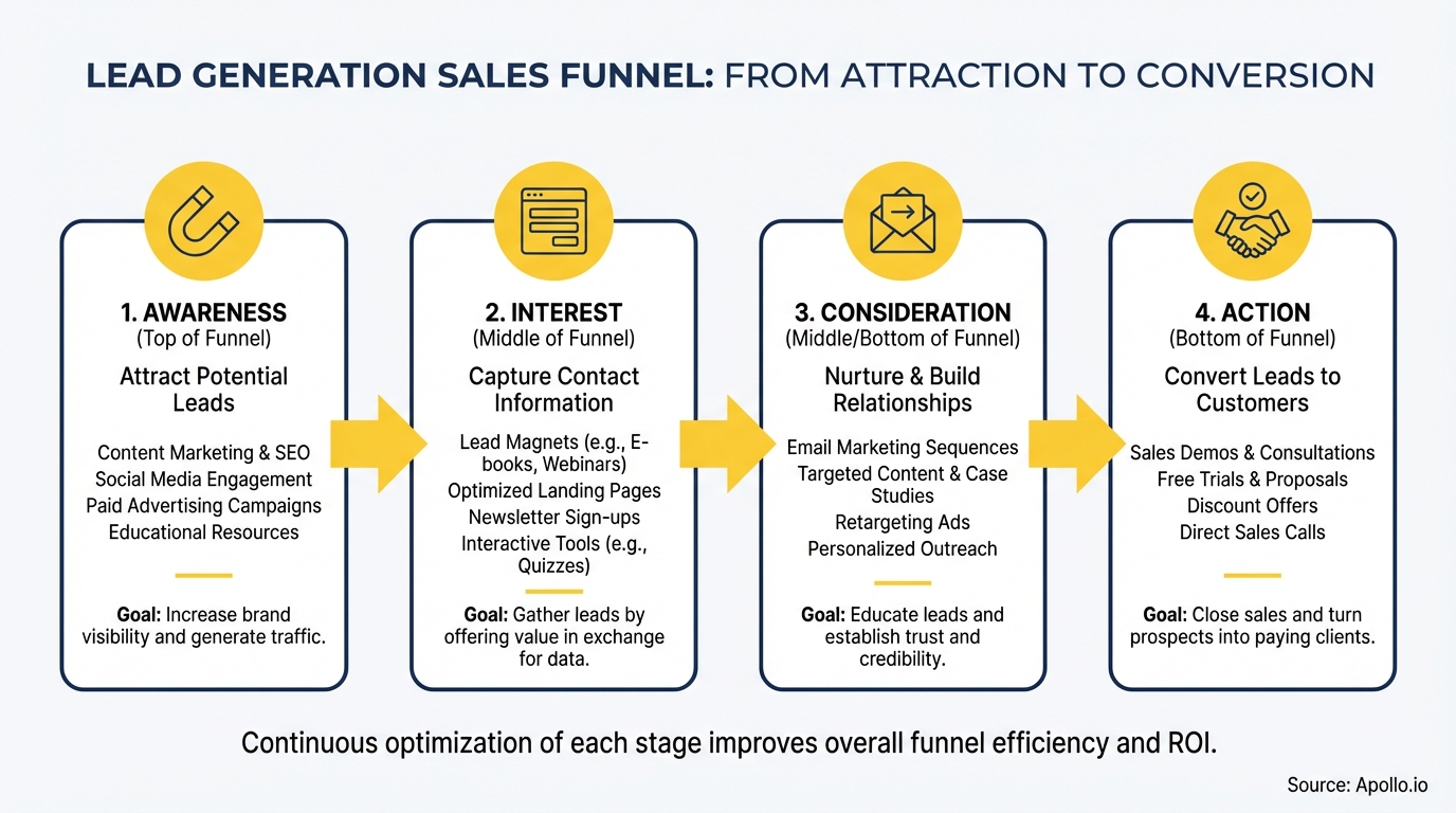Infographic summarizing key sales strategy with actionable steps