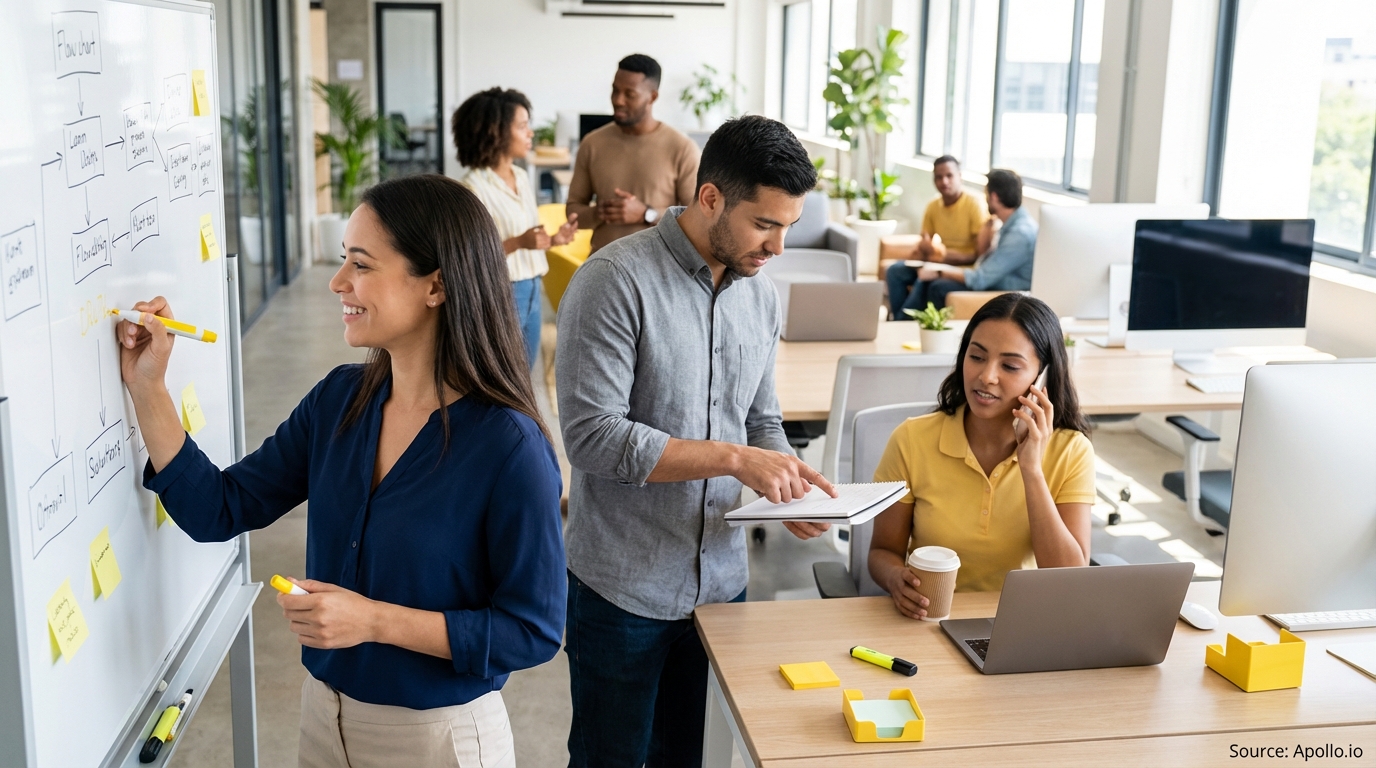 Professional researching leads on laptop at a clean desk reviewing lead generation strategies