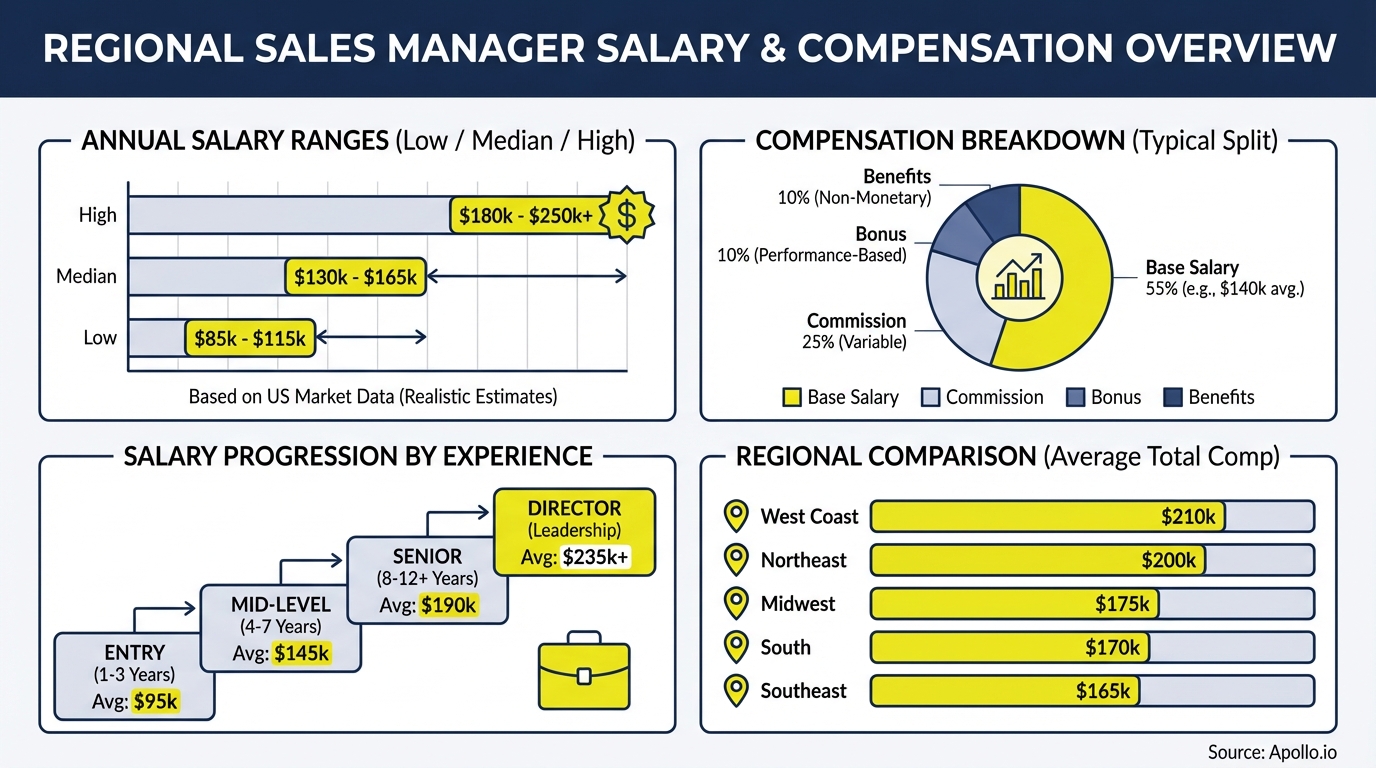 regional sales manager salary - salary breakdown and compensation insights infographic