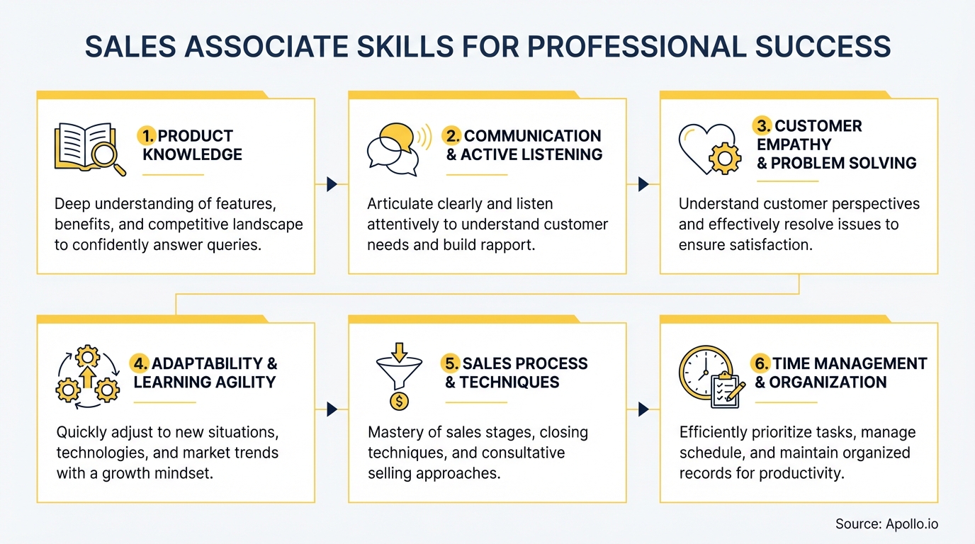 Infographic summarizing key sales strategy with actionable steps