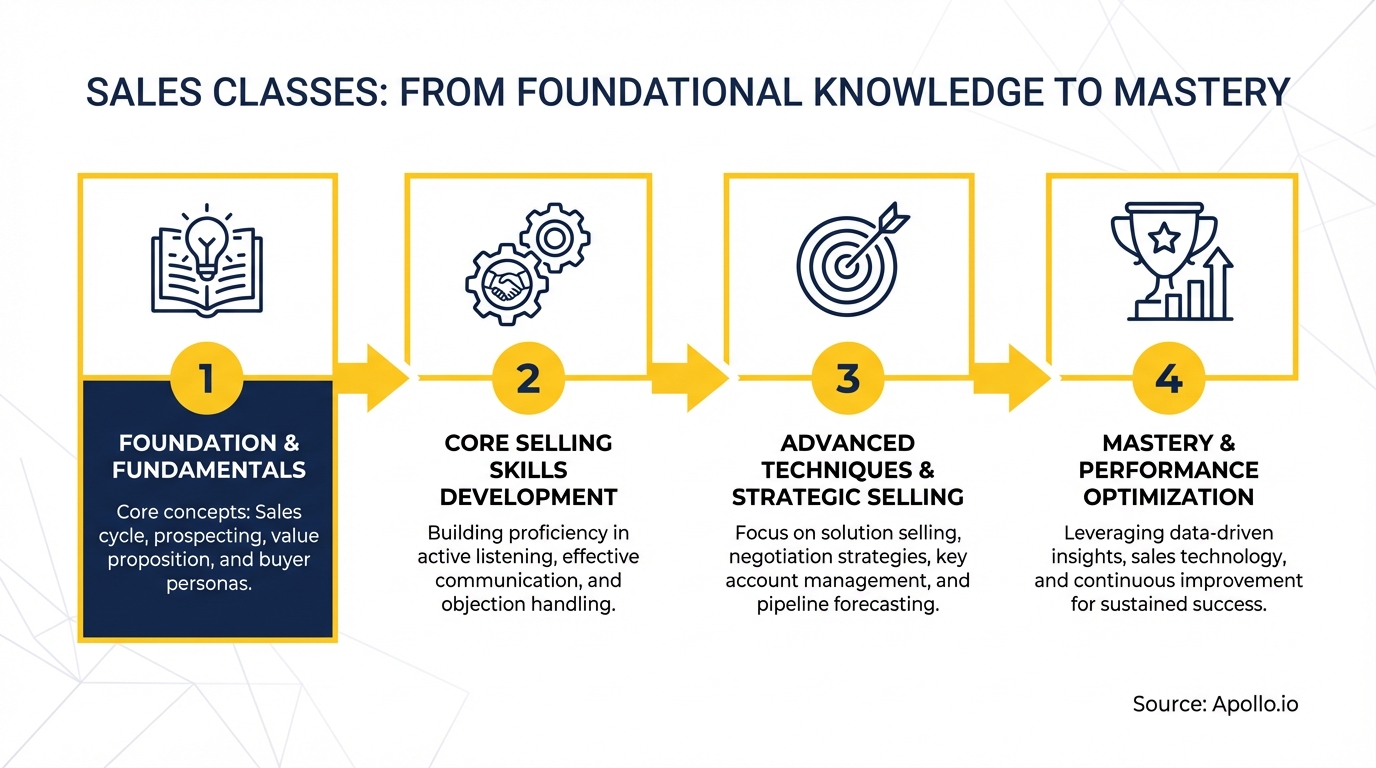 Infographic summarizing key sales strategy with actionable steps