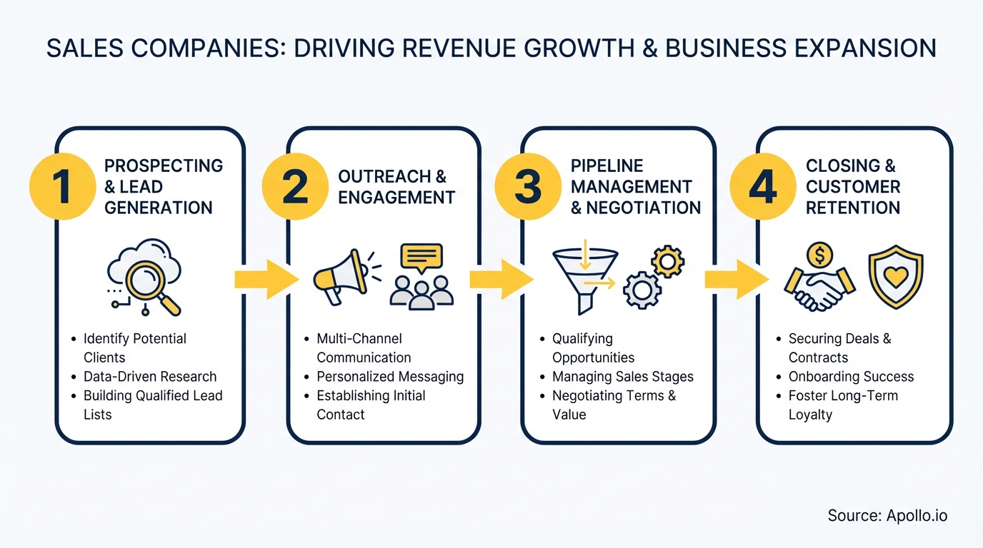 Infographic summarizing key sales strategy with actionable steps