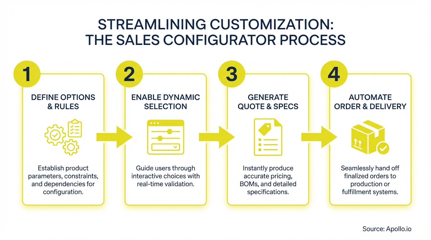 Infographic summarizing key sales strategy with actionable steps