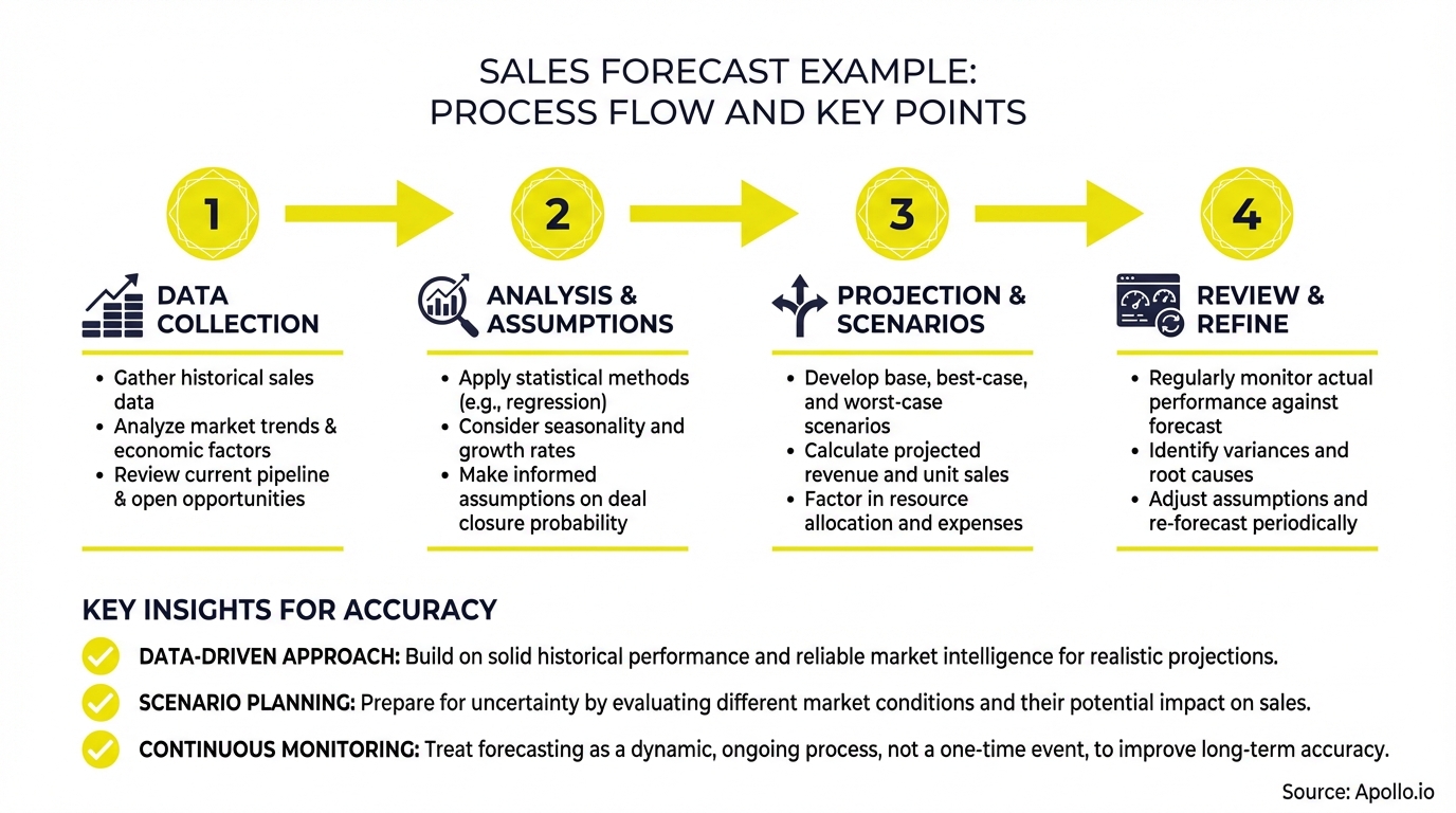 Infographic summarizing key sales strategy with actionable steps