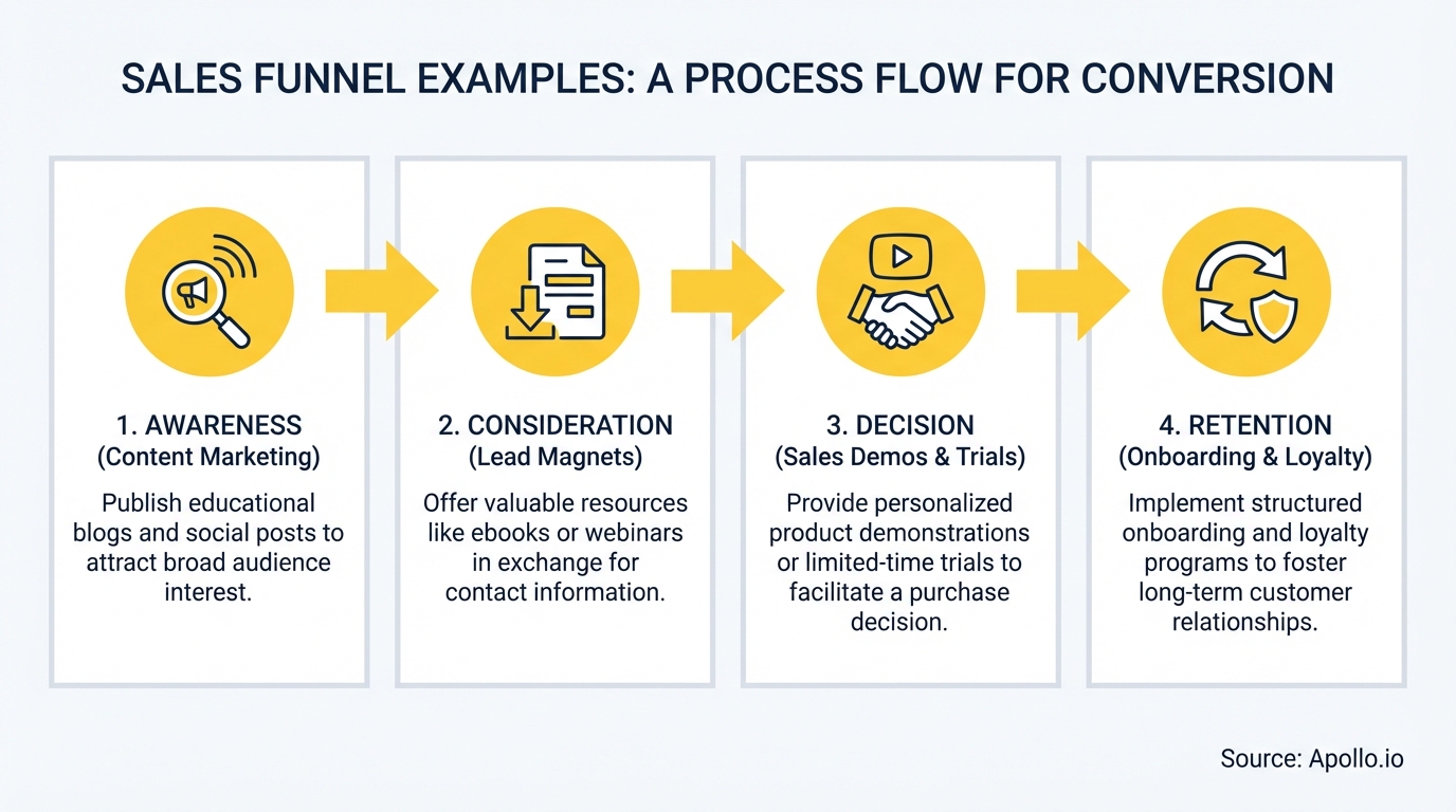 Infographic summarizing key sales strategy with actionable steps