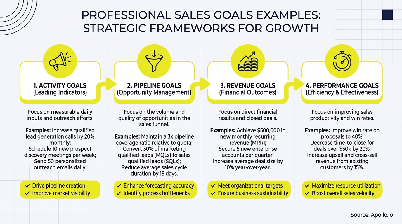Infographic summarizing key sales strategy with actionable steps