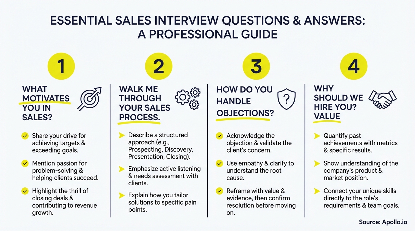 Infographic summarizing key sales strategy with actionable steps