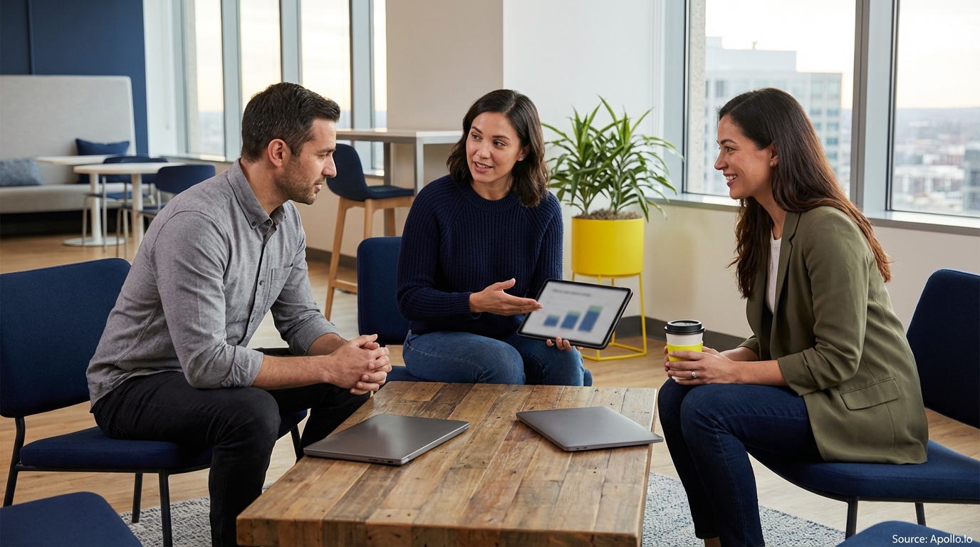 Professional composing outreach messages at a modern workstation