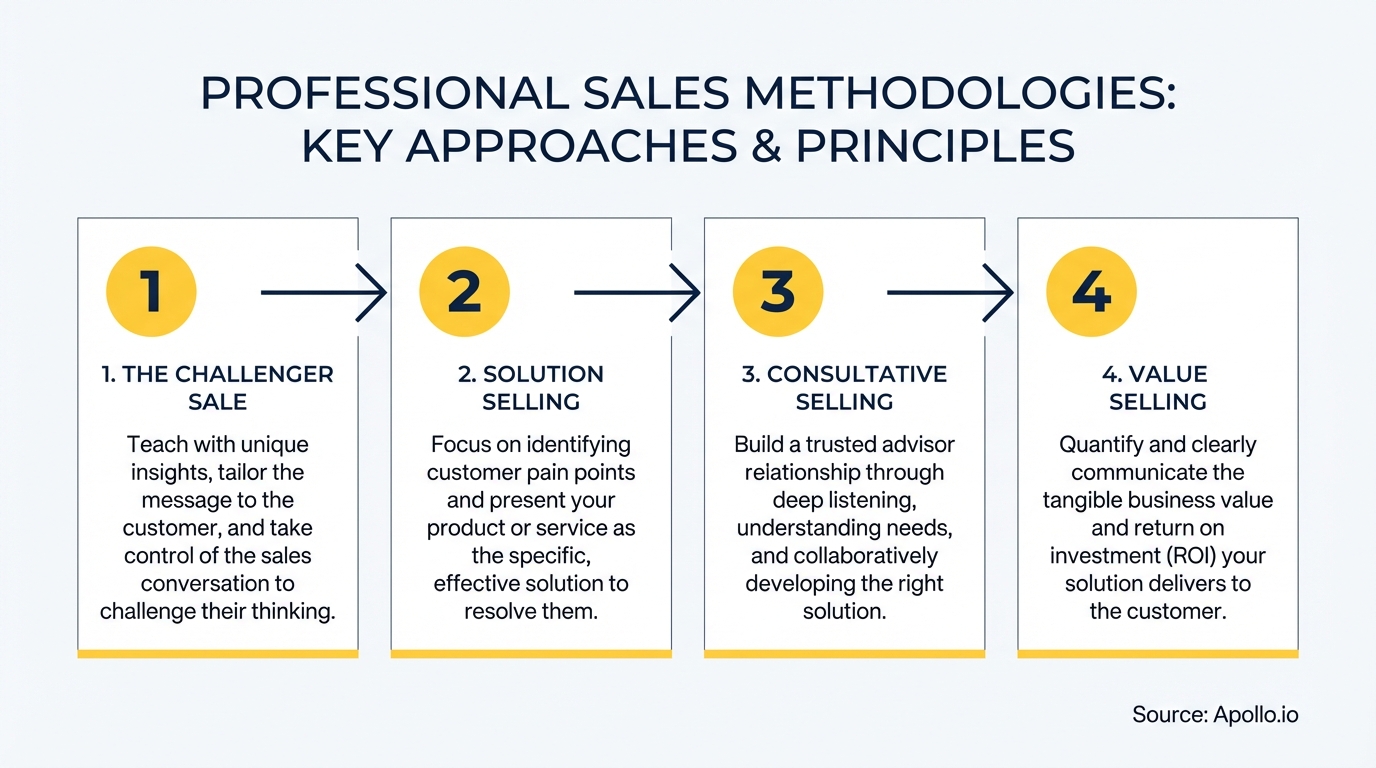 Infographic summarizing key sales strategy with actionable steps