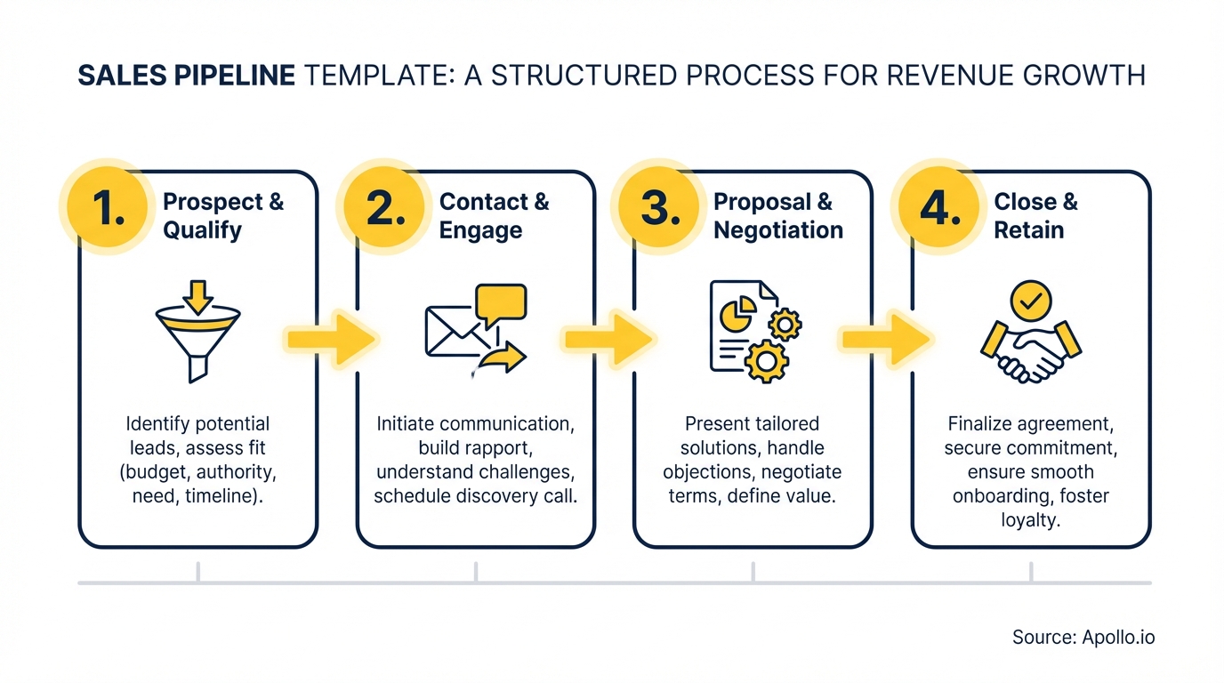 Infographic summarizing key sales strategy with actionable steps