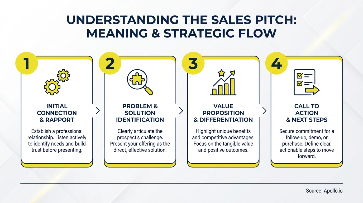 Infographic summarizing key sales strategy with actionable steps