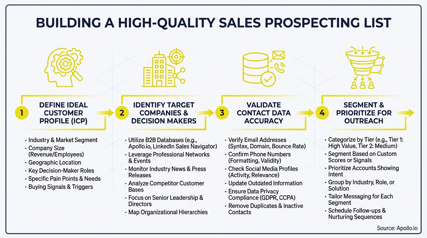 Infographic summarizing key sales strategy with actionable steps