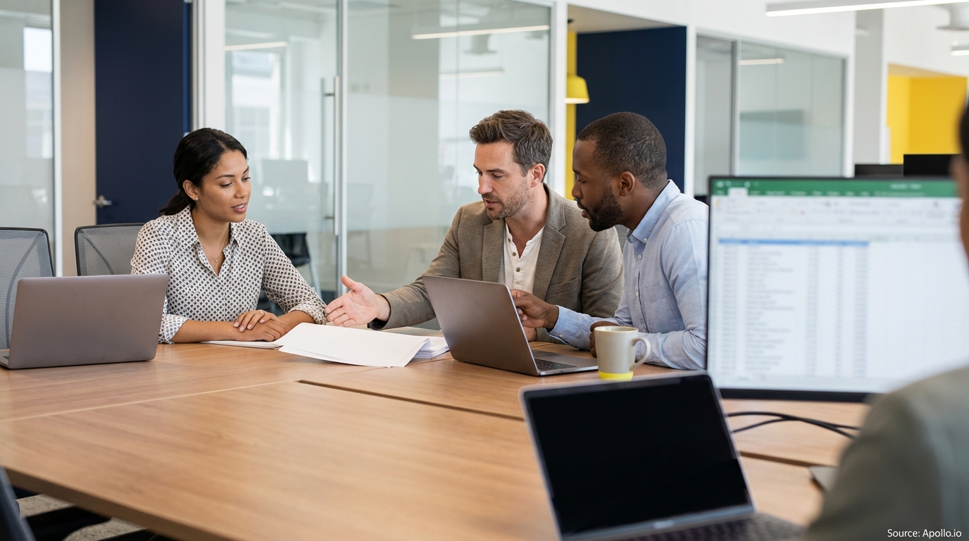 Two professionals shaking hands across a table in a bright office