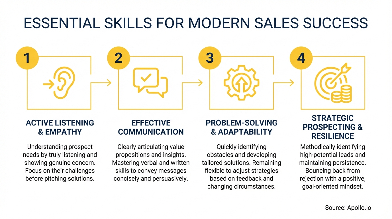 Infographic summarizing key sales strategy with actionable steps