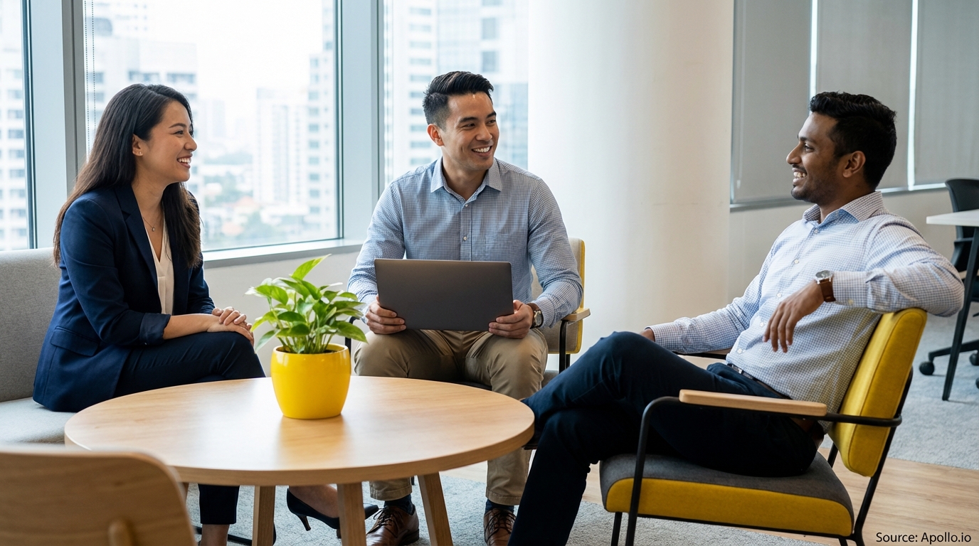 Professional composing outreach messages at a modern workstation