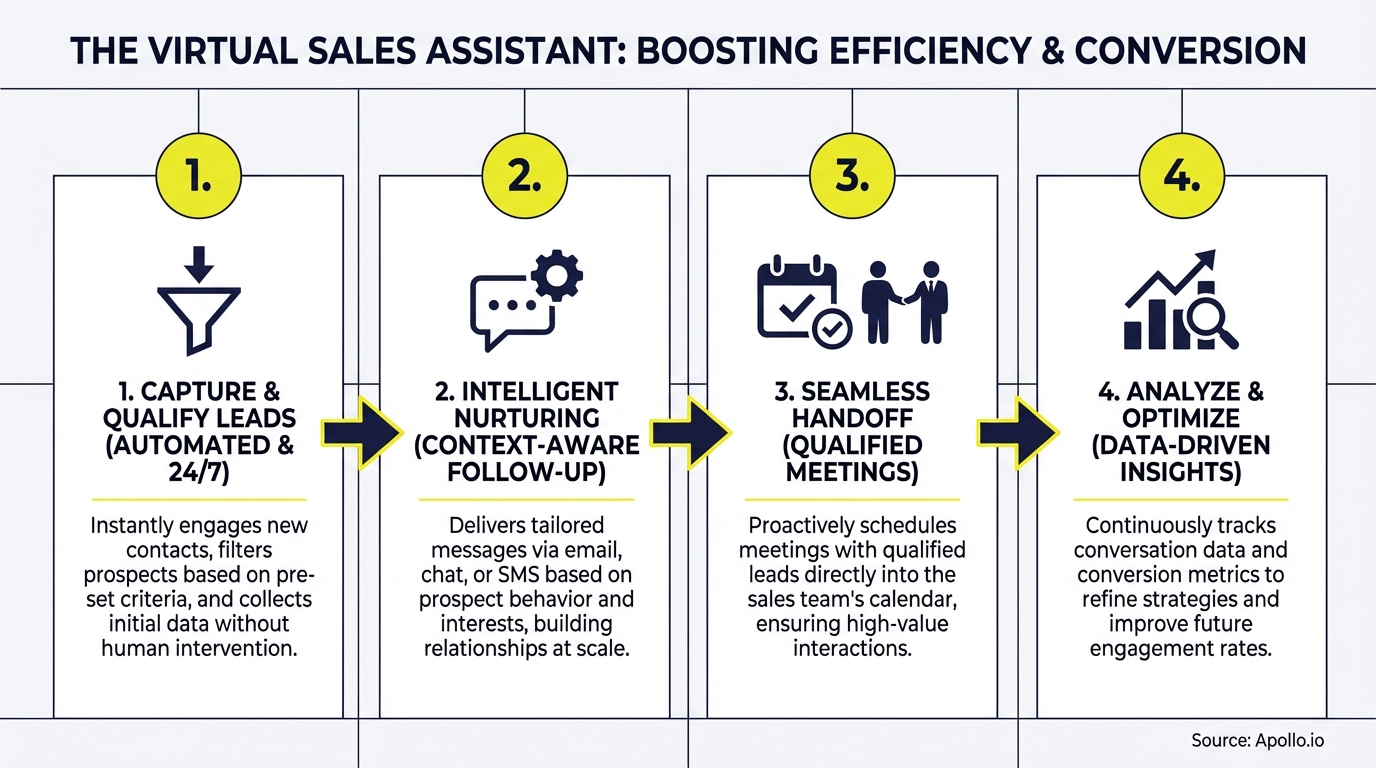 Infographic summarizing key sales strategy with actionable steps