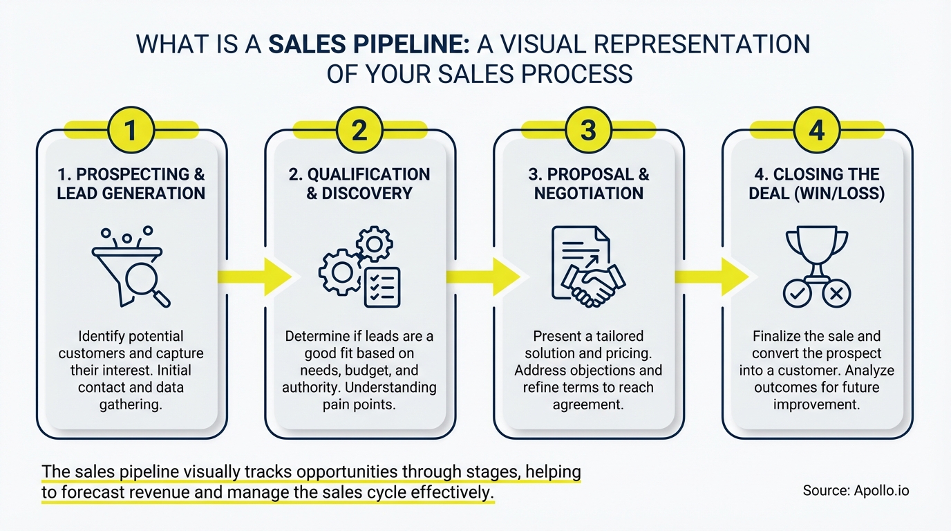 Infographic summarizing key sales strategy with actionable steps