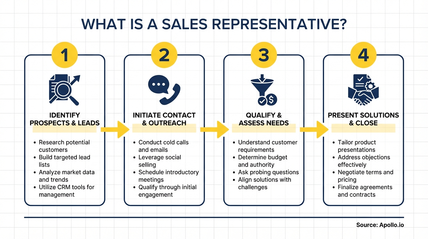 Infographic summarizing key sales strategy with actionable steps