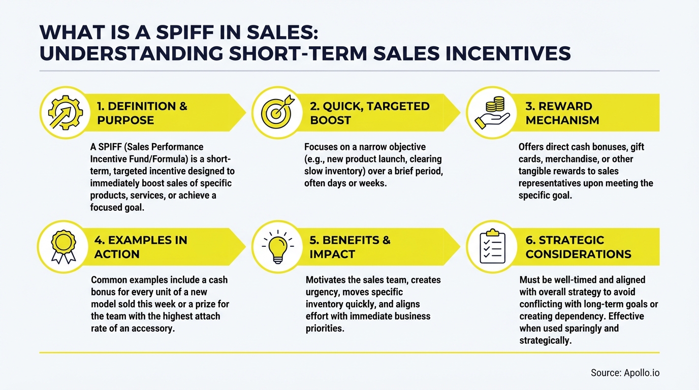 Infographic summarizing key sales strategy with actionable steps