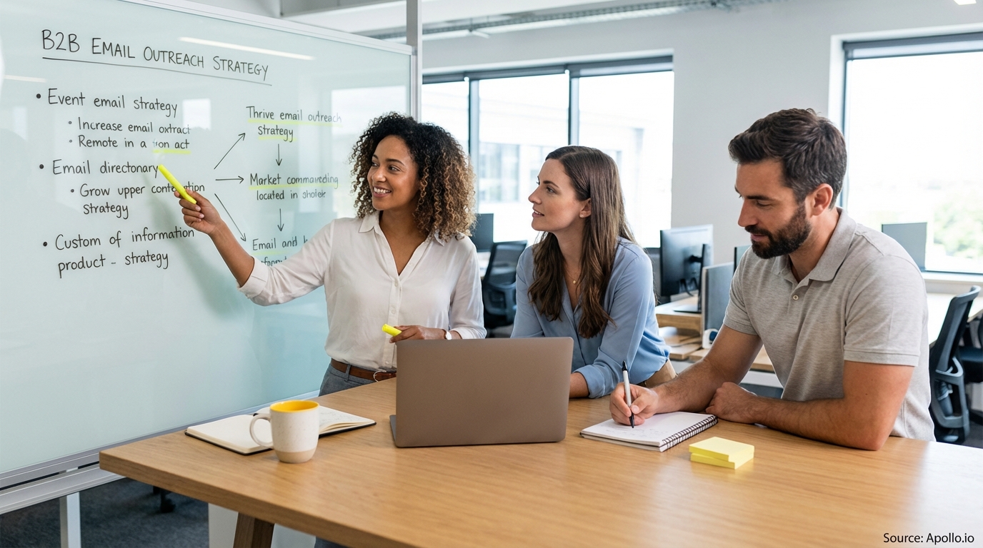 Professional researching leads on laptop at a clean desk planning outreach campaigns