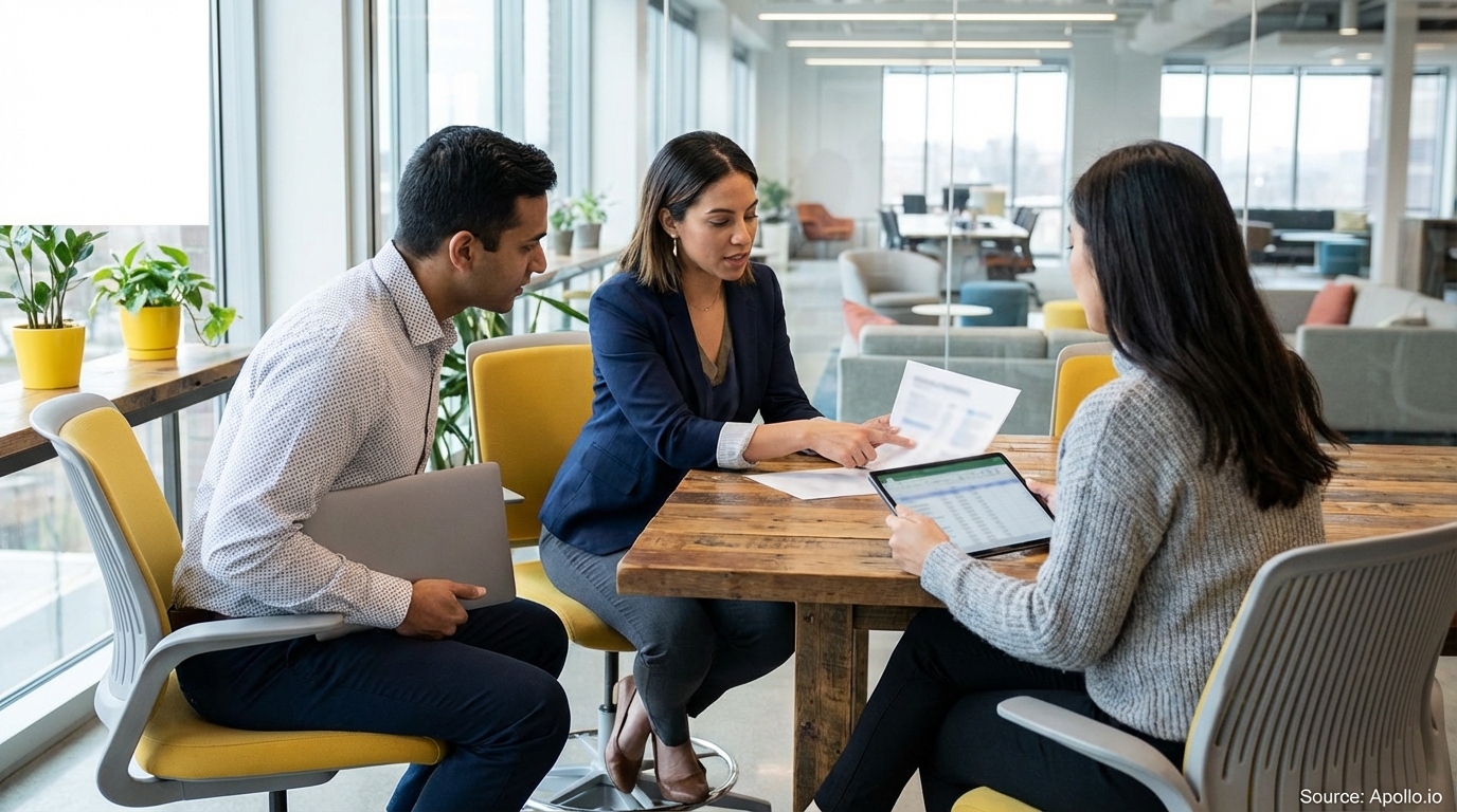 Professional having a one-on-one conversation in a modern office