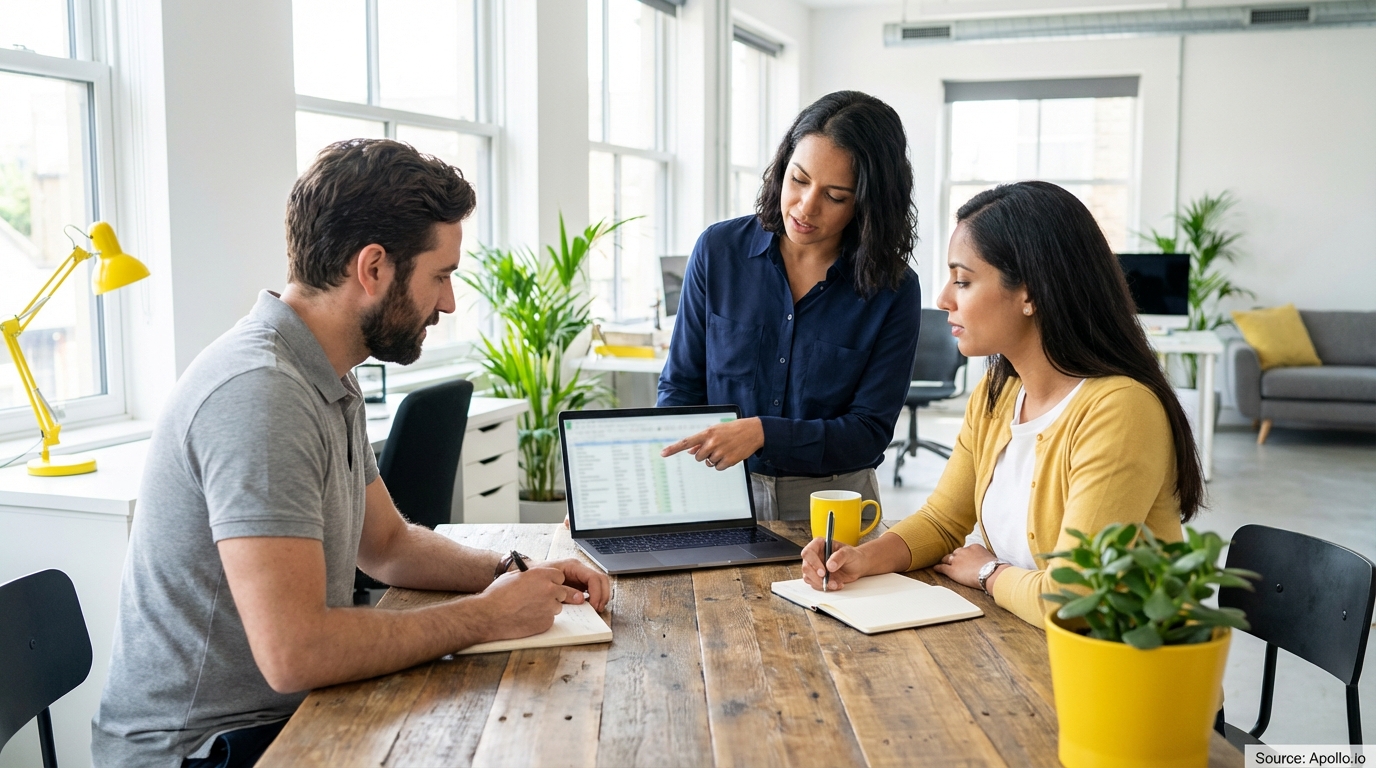 Professional composing outreach messages at a modern workstation