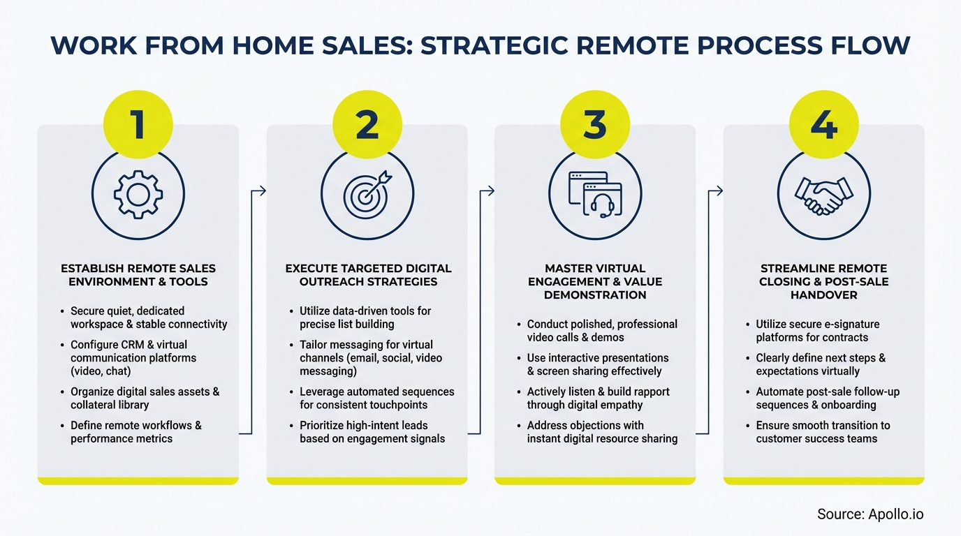 Infographic summarizing key sales strategy with actionable steps